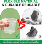 200 Pack 4 Inch Clear Plant pots with Drainage Holes, Transparent Nursery Seeding Pots, Flexile Seeds Starter Pots, Seeds Germination (4Inch,200P,Clear)