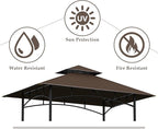Grill Gazebo Replacement Top, 5 * 8 Outdoor BBQ Top Cover, Double Layer BBQ Gazebo Top Canopy for Model #L-GG001PST-F (Brown)