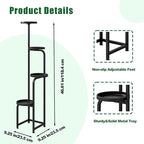 Plant Stand Indoor Outdoor 4 Tier Metal Plant Shelf for Multiple Plants Corner Flower Holders for Living Room Balcony Bedroom Patio Garden, Black (Black, 4-Tier)