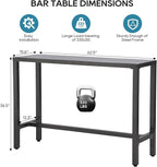 Outdoor Bar Table, Patio Console Pub Height Tables with Powder Coated Steel Frame, Weather Resistant Waterproof Top for Hot Tub, Balcony, Garden, Yard, Poolside (63" Bar Table, Grey)