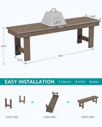 SERWALL 2-Person Outdoor Bench Backless, HDPE Outdoor Benches Weatherproof, 700 Lbs Weight Capacity, Poly Lumber Patio Furniture for Garden, Porch and Park, Coffee