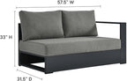 Modway Tahoe Aluminum 3-Piece Outdoor Patio Furniture Gray Charcoal, Modular Sectional Sofa Set with Weather-Resistant Cushions, Ideal for Deck, Backyard Poolside