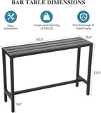 Outdoor Bar Table, Patio Console Pub Height Table with Powder Coated Steel Frame, Weather Resistant Waterproof Top for Hot Tub, Balcony, Garden, Yard, Poolside