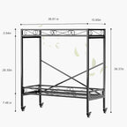 Zhongma 2 Tier Sturdy Metal Plant Stand with Wheels, 36.6x16x39.4 Inch High, Heavy Duty Succulent Shelf for Home Indoor and Outdoor, 440 LBS Capacity & Heavy Duty Construction