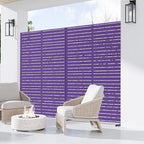 Casaphoria Metal Privacy Screen Outdoor, 72" H x 47" W Freestanding Decorative Privacy Screen for Patio Deck Balcony Garden with Stable Base, Dark Purple-Louvered