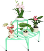 Corner Plant Stand Outdoor Metal,2 Tier Heavy Duty Ladder Plant Shelf Indoor for Multiple Plants,37.08" L x 22.83" W x 20.07" H,Mint Green