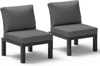 Aluminum Outdoor Patio Sofa Set, 2 Seats Modular Sectional Single Seat Sofa Chairs with Removable Cushions, All-Weather Outdoor Conversation Sets for Garden & Yard, Graphite
