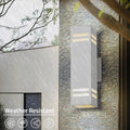 Wall Light, Modern Square Outdoor Sconce in White Aluminum, 15 Inch