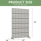 Casaphoria Metal Privacy Screen Outdoor, 72" H x 47" W Freestanding Decorative Privacy Screen for Patio Deck Balcony Garden with Stable Base, Grey-Square