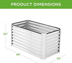 Best Choice Products 4x2x2ft Outdoor Metal Raised Garden Bed, Deep Root Box Planter for Vegetables, Flowers, Herbs, 119 Gallon Capacity, 100% Non Toxic Materials - White