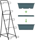5 Tier Vertical Raised Garden Bed Planter Box, Vertical Raised Bed with Drainage Holes for Indoor Outdoor Herbs Flowers Vegetables Plants,Green