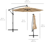 Best Choice Products 10ft Solar LED Offset Cantilever Hanging Market Patio Umbrella, 8 Sturdy Ribs, Easy Adjustment - Sand