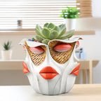 TOZLU Art Abstract Face Planters Pots Head,Unique Fun Abstract Face Flower Pot Ornaments Head Planter Pots Container Colorful Face Resin Flower Pot for Home and Garden Decor(face Flower Pot)