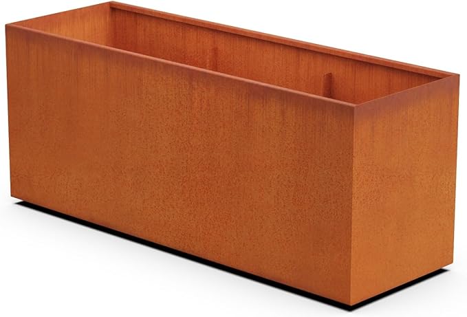 Plantercraft Large Rectangular Planters for Outdoor Plants - 72x24x30 Extra Large Corten Steel Planter Box for Patio Privacy Screen or Raised Garden Bed | 11-Gauge Heavy Duty Metal