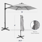 Best Choice Products 10ft Offset Cantilever Hanging Market Patio Umbrella, Smooth 360° Rotation, 8 Sturdy Ribs, Easy Adjustment - Fog Gray
