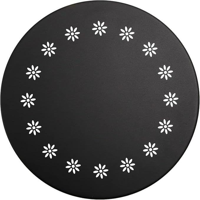 danpinera 2 Outdoor Side Tables with Flower Cut Outs, Weather Resistant Steel Patio Side Table, Small Round Outdoor End Table Metal Side Table for Patio Yard Balcony Garden Black, Set of 2