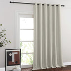 NICETOWN Blackout Sliding Glass Door Curtains, Room Darkening Thermal Insulated Curtains for Living Room Bedroom, Extra Wide Window Drapes, 1 Panel, W80 x L118, Natural