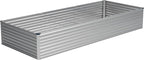 Vengarus 12x4x2FT Galvanized Raised Garden Bed Kit, Large Rectangle Elevated Planter for Vegetables, Flowers, Herbs and Succulents -718 Gallon Capacity, Silver