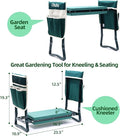 Garden Workseat and Kneeler, Foldable Stool with EVA Pad, Green