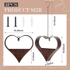 2 Pack Metal Plant Hangers Indoor and Outdoor Rustic Heart Shape Hanging Planters Holder Detachable Flower Pot with Hooks Chains Drain Hole Gifts for Valentine Women Mom Garden Lover Home Decor