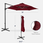 Best Choice Products 10ft Offset Cantilever Hanging Market Patio Umbrella, Smooth 360° Rotation, 8 Sturdy Ribs, Easy Adjustment - Burgundy