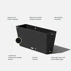 Veradek Pure Series Midori Trough Planter - Large Rectangular Planter for Indoor or Outdoor Deck/Porch | Durable All-Weather Use with Drainage Holes | Modern Decor for Shrubs, Flowers, Small Plants