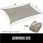 GORILLA GRIP Heavy Duty Sun Shade, UV Protection Fade Tear and Rust Resistant Rectangle Sunshade Canopy, Curved Edges Blocks Sunlight, Breathable Sail, Outdoor Patio, Lawn Garden, 6x10 FT Gray