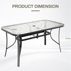 TLSUNNY Patio Outdoor Table W/ 1.69″ Umbrella Hole, 30"X 55" Rectangular Tempered Glass Patio Dining Table for 6, Outdoor Metal Furniture, All-Weather Use, for Patio, Graden, Backyard (Black)