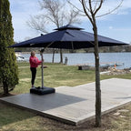 PURPLE LEAF 10' X 12' Patio Umbrella Outdoor Rectangle Umbrella Large Cantilever Umbrella Windproof Offset Heavy Duty Sun for Garden Deck Pool Patio, Navy Blue