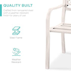 Best Choice Products Outdoor Bench Steel Garden Patio Porch Furniture for Lawn, Park, Deck w/Floral Design Backrest, Slatted Seat - White