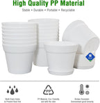 WOUSIWER 16 Pack 6 inch Plastic Planters for Indoor Flower Pots, Heavy Duty and Stylish 6 Inch Plant Pots for Indoor Plants with Drainage Holes and Tray for Plants, Flowers, White