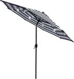 Sunnyglade 9' Solar 24 LED Lighted Umbrella with 8 Ribs Adjustment and Crank Lift System for Patio - Black and White