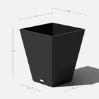 Veradek Nobleton Indoor/Outdoor Wide Square Planter (Black, 22" - 2 Pack with 2 Saucer Trays)