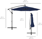 Best Choice Products 10ft Solar LED Offset Cantilever Hanging Market Patio Umbrella, 8 Sturdy Ribs, Easy Adjustment - Navy Blue