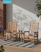 Ciokea Oversized Outdoor Rocking Chair, 380lbs Heavy-Duty Large Patio Rocker, Weather Resistant & Anti-Fade Porch Chair, High Back Cozy Rocking Chair for Outside, Fire Pit, Deck, Garden, Teak