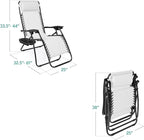 Best Choice Products Set of 2 Adjustable Steel Mesh Zero Gravity Lounge Chair Recliners w/Pillows and Cup Holder Trays - Snow/Black