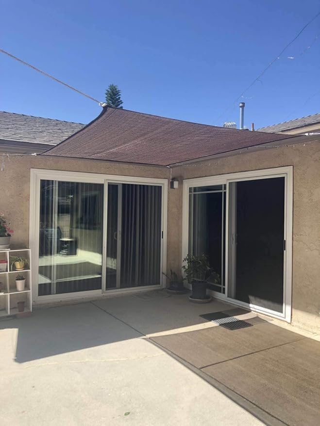 Eden's Decor Straight Flat-Edged Sun Shade Sail Rectangular 5' x 16' Brown UV-Blocking Outdoor Canopy Fabric Cloth Awning for Pergola Patio Garden Backyard Custom Size