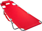 Ostrich The Original Chaise 72 x 22 Inch Lounge Portable Reclining Lounger, Outdoor Patio, Beach, Lawn, Camping, or Pool Tanning Chair, Red