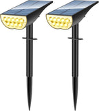 Solar SpotLights Outdoor Waterproof, Solar Lights Outdoor IP65 Waterproof, 3 Brightness Modes Dusk to Dawn Solar Landscape Lights for Yard Garden Pathway Tree Decoration, Warm White, 2 Pack