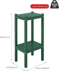 Side Table, 2-Tier Outdoor HDPE Patio Table in Dark Green