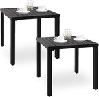 PHI VILLA Outdoor Patio Side Table Set of 2, 19" Small Black Metal Square End Table, Outside Coffee Bistro Table for Porch, Deck, Balcony, Indoor