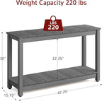 Stoog All-Weather Console Table, 2-Tier Patio Console Table Outdoor with Storage, Low Maintenance, and Never Fade or Rot, Grey