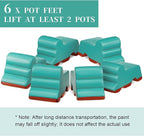 Kigeli 6 Pcs Resin Garden Pot Feet for Outdoor Planters 3 Inch Long 1.5 Inch Tall Flower Handmade Elevator Plant Feet Frost Proof Lifter for 14-20 in Pot(Blue)