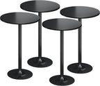 Flamaker Round Bistro Pub Table Modern Style Metal Base MDF Top Cocktail Bar Table Counter Bar Height for Pub, Dining Room, Party (4, Full Black)