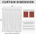 Easy-Going Outdoor Patio Curtains Detachable Tab Top Windproof Weatherproof Curtain for Cabana, Porch, Pergola and Gazebo, Tab Bottom Drape, 2 Panels, 110W x 108L inch, Terra Red