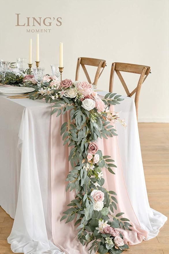 Artificial Flower Garland 6 FT Dusty Rose Eucalyptus Silk Greenery