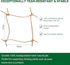 Jute Trellis Netting - Jute Netting for Garden, Heavy Duty Plant Support Netting for Climbing Plants, Cucumber, Vine, Fruits & Vegetables, Climbing Vining Plants (6.6 Ft x 32.8 Ft, 5.9 Inch Squares)
