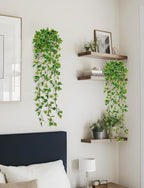 Hollyone 2pcs Artificial Hanging Plants 31" Fake Ivy Vine Faux Ivy Leaves Hanging Plant Greenery for Wall House Room Patio Indoor Outdoor Home Shelf Office Wedding Decor