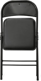 Amazon Basics Comfortable Vinyl-Padded Metal Steel Folding Chairs for Events, Easy to Fold and Store, Black, 4-Pack
