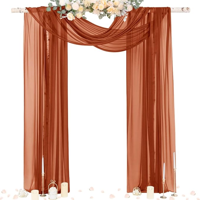 Outdoor Curtain Panel Sheer Chiffon Terracotta 29 x 236 Inch